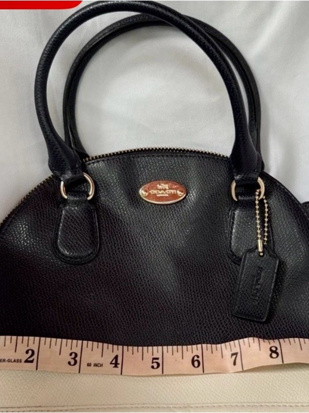 Coach Black Pebbled Leather Dome Satchel with Gold Logo